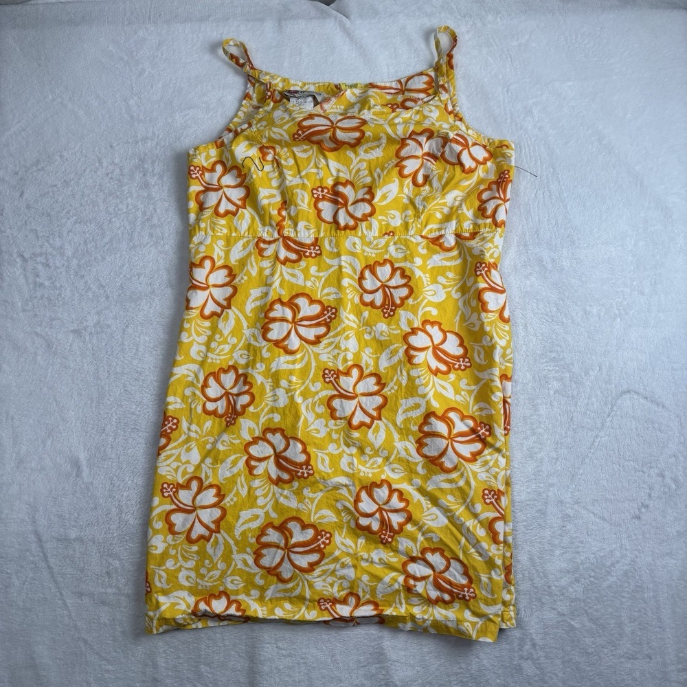 VTG Hilo Hattie Spaghetti Strap Floral Yellow Dress Women's Medium